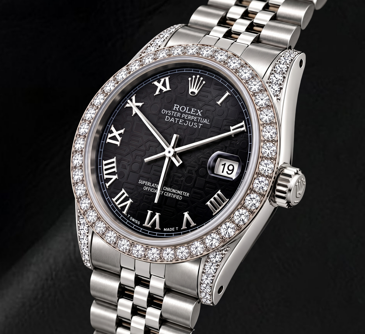 Rolex Datejust 16200 36mm Black Roman Jubilee Dial Stainless Steel Watch
