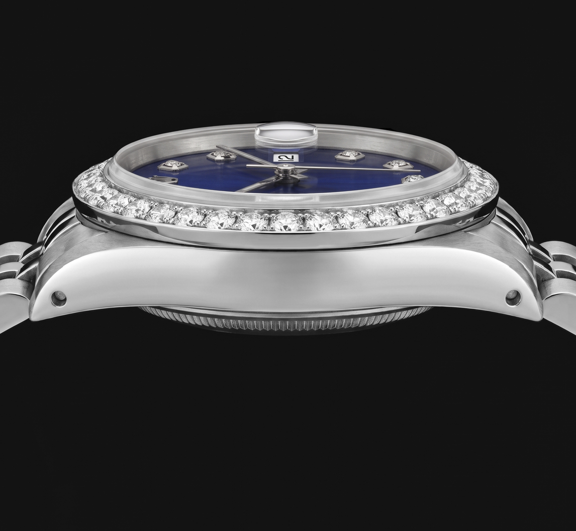 Rolex Datejust 16200 36mm Blue Diamond Dial Stainless Steel Watch Jubilee