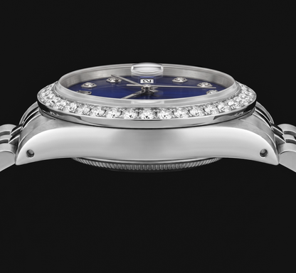 Rolex Datejust 16200 36mm Blue Diamond Dial Stainless Steel Watch Jubilee