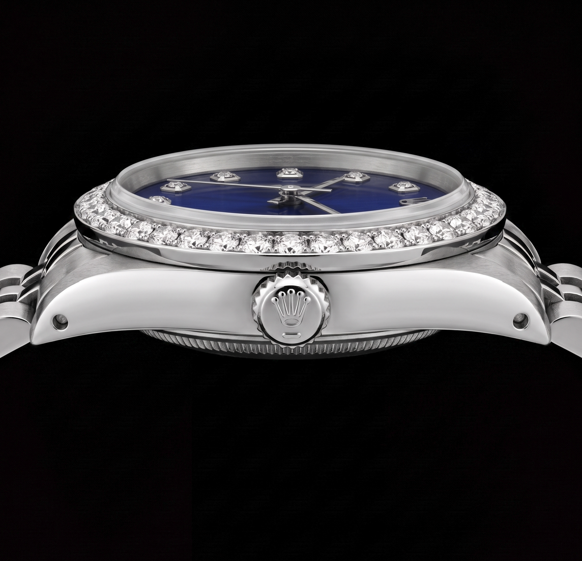 Rolex Datejust 16200 36mm Blue Diamond Dial Stainless Steel Watch Jubilee