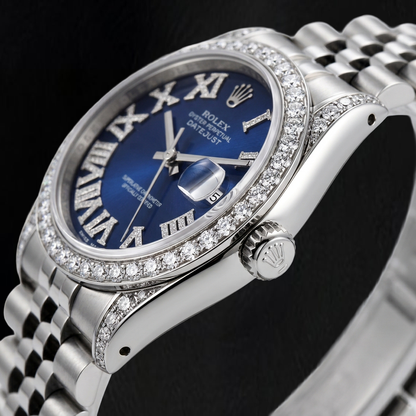 Rolex Datejust 16200 36mm Blue Roman Diamond Dial Stainless Steel Watch