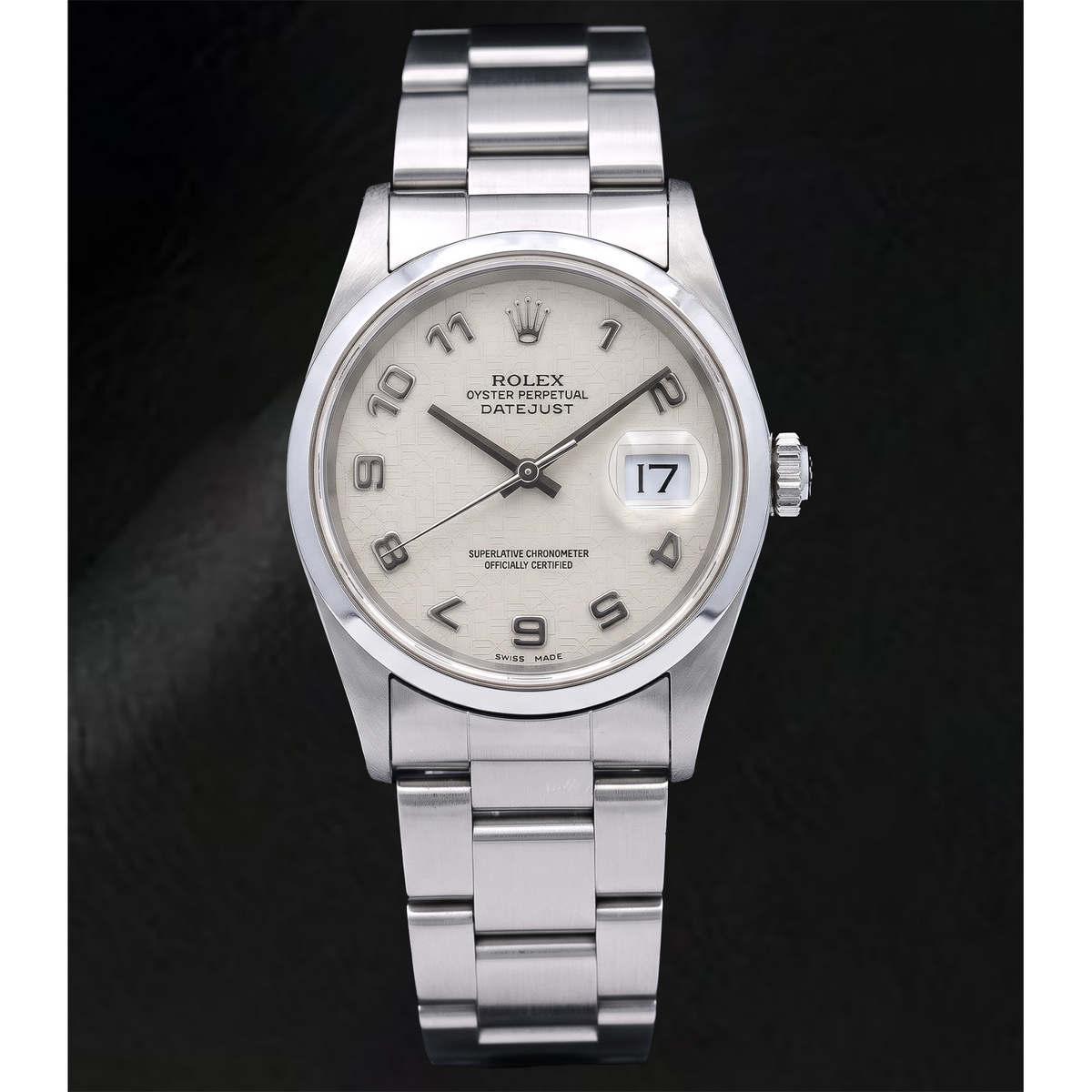 Rolex Datejust 16200 36mm White Arabic Dial Stainless Steel Watch
