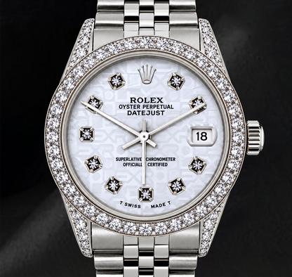 Rolex Datejust 16200 36mm White Diamond Dial Stainless Steel Watch