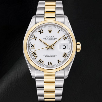 Rolex Datejust 16203 36mm White Roman Dial Two Tone Watch