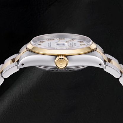 Rolex Datejust 16203 36mm White Roman Dial Two Tone Watch