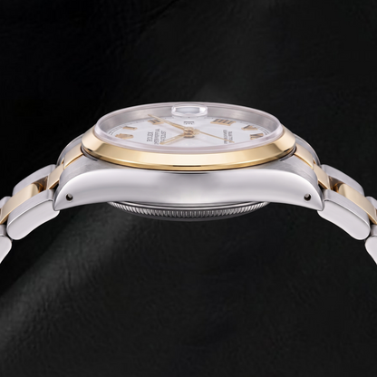 Rolex Datejust 16203 36mm White Roman Dial Two Tone Watch