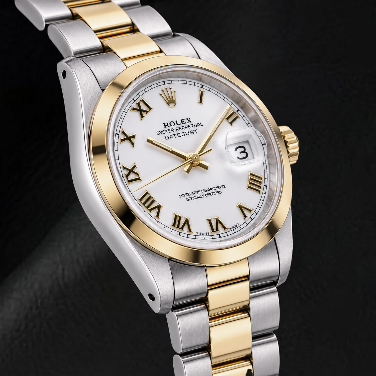 Rolex Datejust 16203 36mm White Roman Dial Two Tone Watch