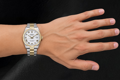 Rolex Datejust 16203 36mm White Roman Dial Two Tone Watch