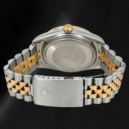 Rolex Datejust 16233 36mm Black Arabic Diamond Dial Two Tone Watch