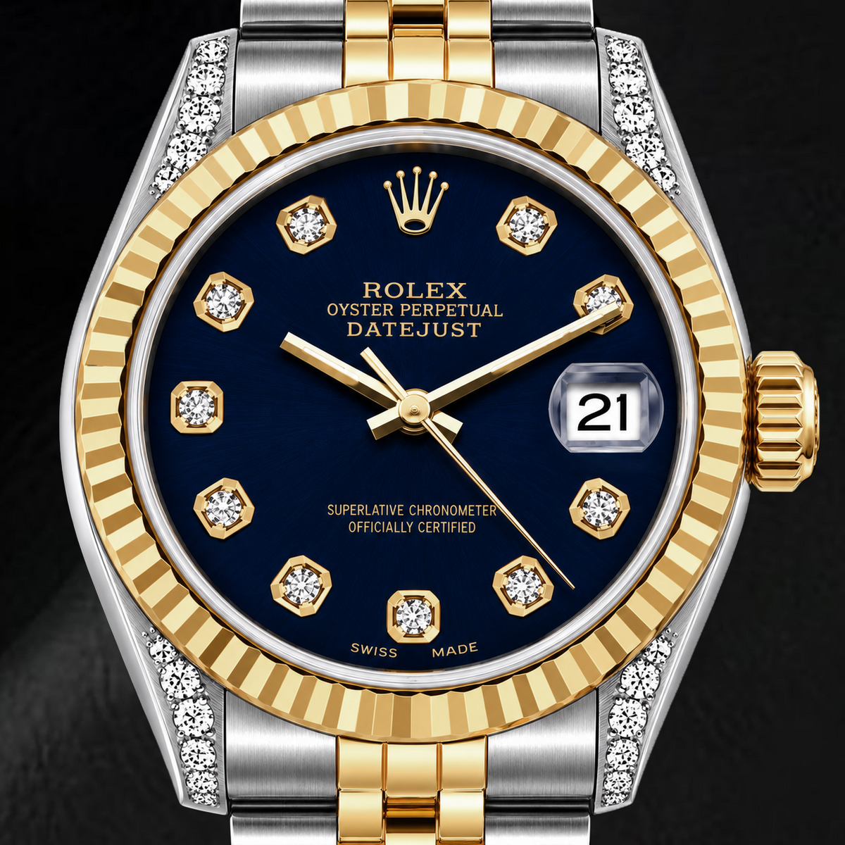 Rolex Datejust 16233 36mm Black Diamond Dial Two Tone Watch