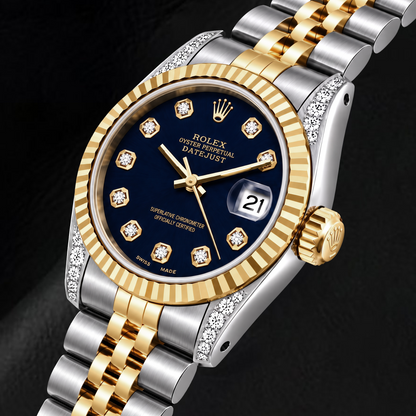 Rolex Datejust 16233 36mm Black Diamond Dial Two Tone Watch