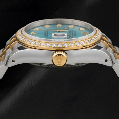 Rolex Datejust 16233 36mm Blue Diamond Dial Two Tone Jubilee Bracelet Watch