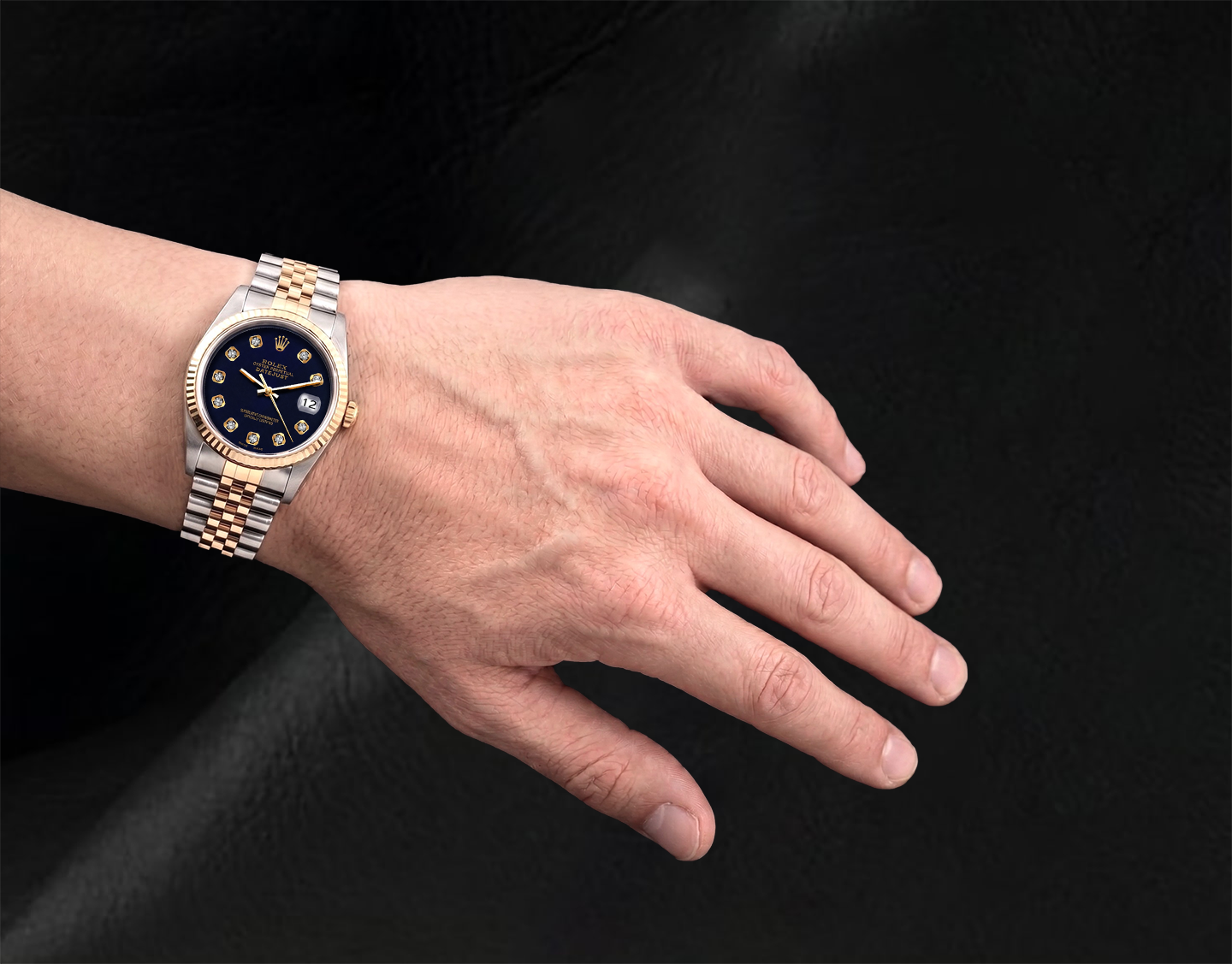 Rolex Datejust 16233 36mm Blue Diamond Dial Two Tone Watch