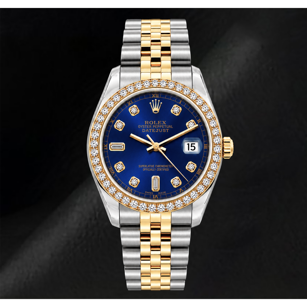 Rolex Datejust 16233 36mm Blue Diamond Dial Two Tone Watch