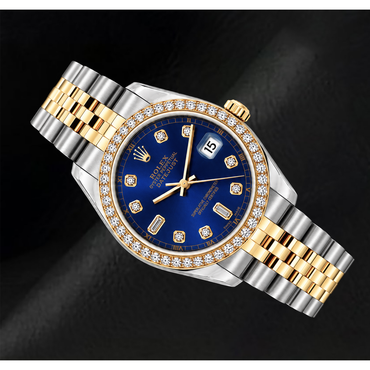 Rolex Datejust 16233 36mm Blue Diamond Dial Two Tone Watch
