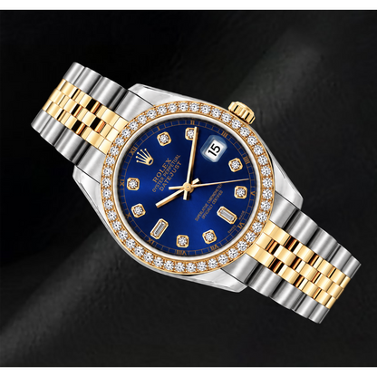 Rolex Datejust 16233 36mm Blue Diamond Dial Two Tone Watch