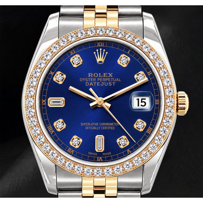 Rolex Datejust 16233 36mm Blue Diamond Dial Two Tone Watch