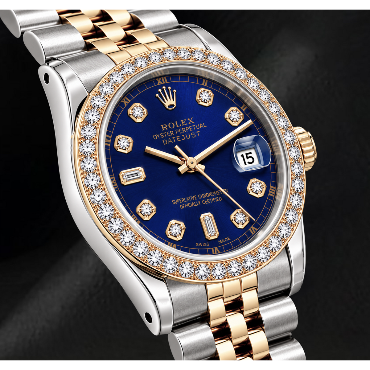 Rolex Datejust 16233 36mm Blue Diamond Dial Two Tone Watch