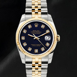 Rolex Datejust 16233 36mm Blue Diamond Dial Two Tone Watch