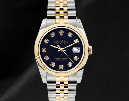 Rolex Datejust 16233 36mm Blue Diamond Dial Two Tone Watch