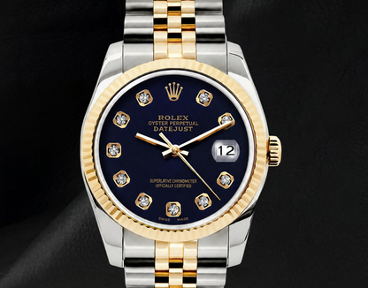 Rolex Datejust 16233 36mm Blue Diamond Dial Two Tone Watch