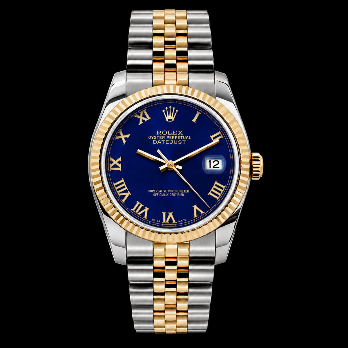 Rolex Datejust 16233 36mm Blue Roman Dial Two Tone Watch
