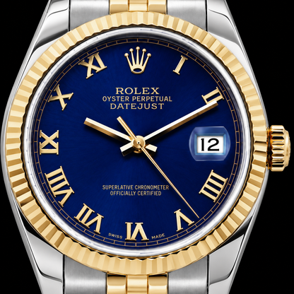Rolex Datejust 16233 36mm Blue Roman Dial Two Tone Watch