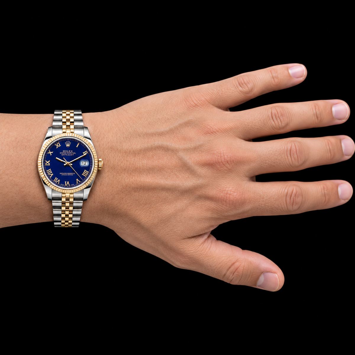 Rolex Datejust 16233 36mm Blue Roman Dial Two Tone Watch