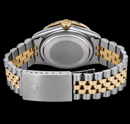 Rolex Datejust 16233 36mm Blue Roman Diamond Dial Two Tone Watch