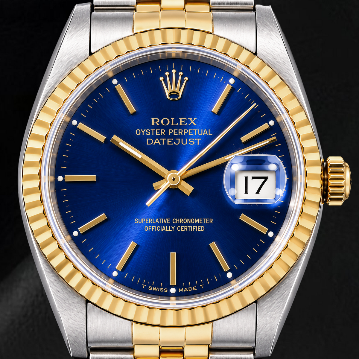 Rolex Datejust 16233 36mm Blue Stick Dial Two Tone Watch