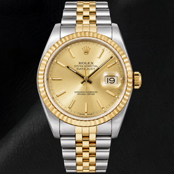 Rolex Datejust 16233 36mm Champagne Stick Dial Two Tone Watch