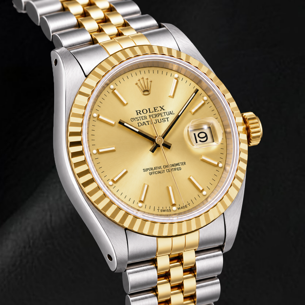 Rolex Datejust 16233 36mm Champagne Stick Dial Two Tone Watch