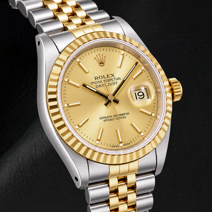 Rolex Datejust 16233 36mm Champagne Stick Dial Two Tone Watch
