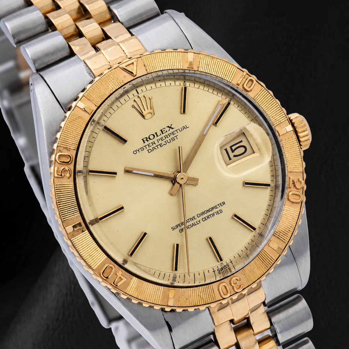 Rolex Datejust 16233 36mm Champagne Stick Dial Two Tone Watch
