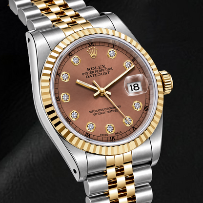 Rolex Datejust 16233 36mm Salmon Diamond Dial Two Tone Watch