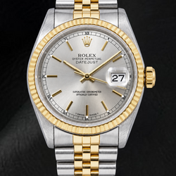 Rolex Datejust 16233 36mm Silver Stick Dial Two Tone Watch