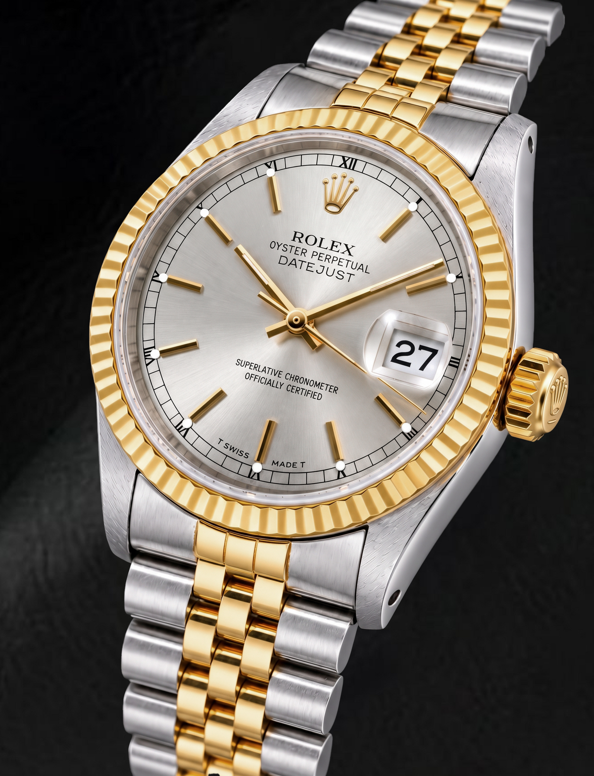 Rolex Datejust 16233 36mm Silver Stick Dial Two Tone Watch