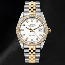 Rolex Datejust 16233 36mm White Diamond Dial Two Tone Watch