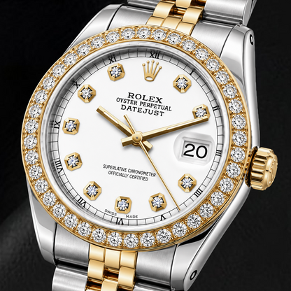 Rolex Datejust 16233 36mm White Diamond Dial Two Tone Watch