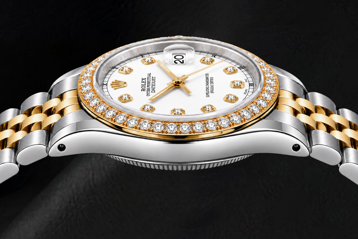 Rolex Datejust 16233 36mm White Diamond Dial Two Tone Watch