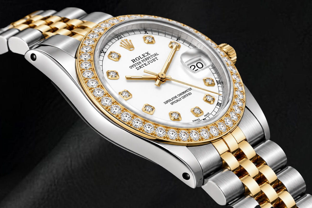 Rolex Datejust 16233 36mm White Diamond Dial Two Tone Watch