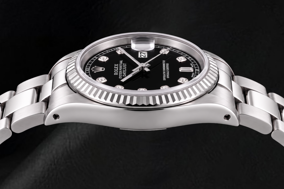 Rolex Datejust 16234 36mm Black Diamond Dial Stainless Steel Watch