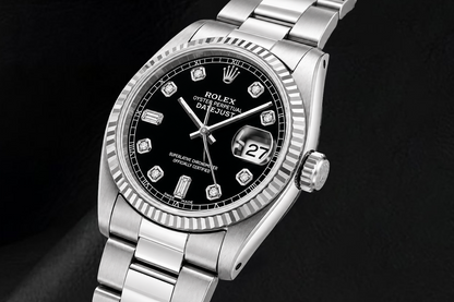 Rolex Datejust 16234 36mm Black Diamond Dial Stainless Steel Watch