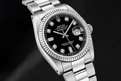 Rolex Datejust 16234 36mm Black Diamond Dial Stainless Steel Watch