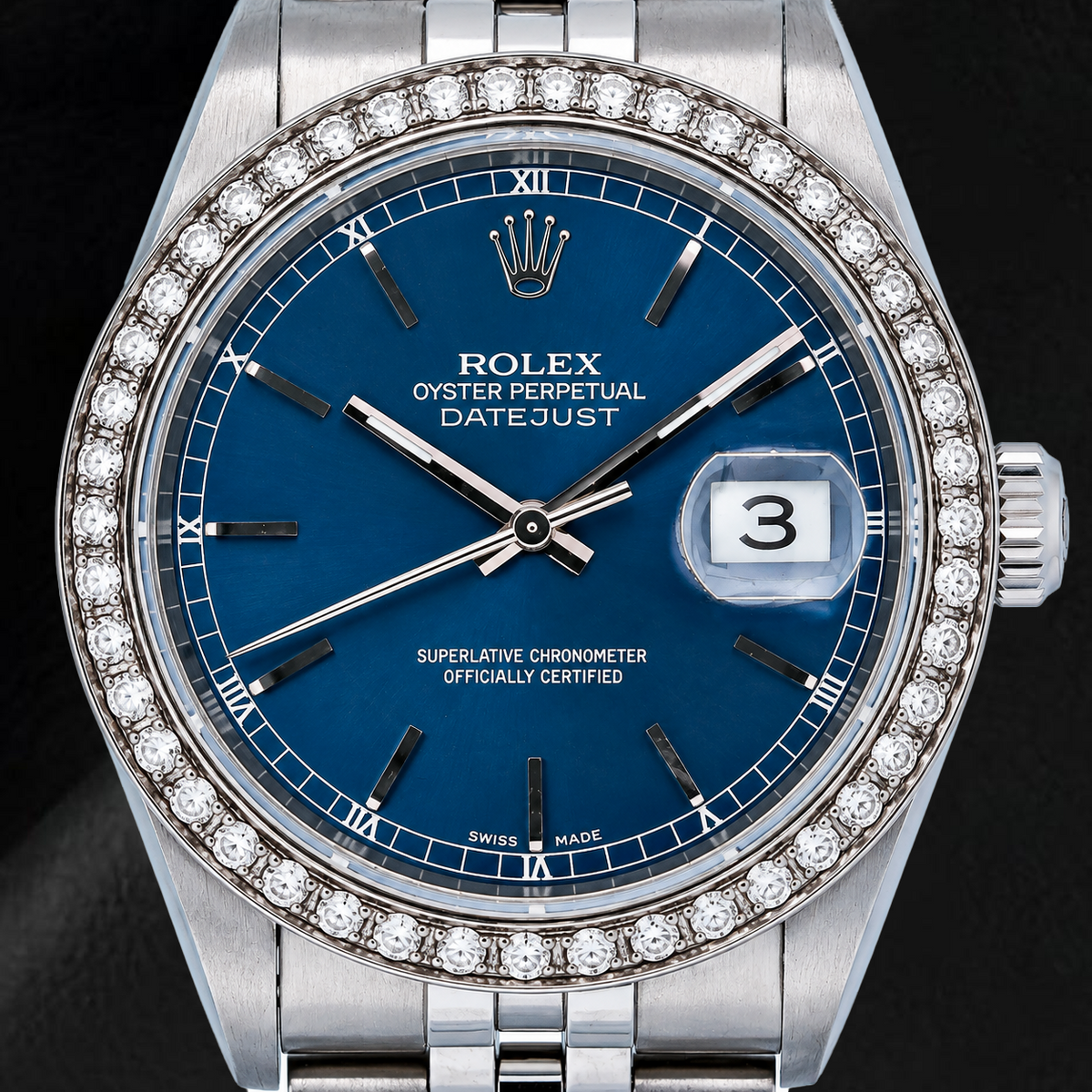 Rolex Datejust 16234 36mm Blue Stick Dial Stainless Steel Watch