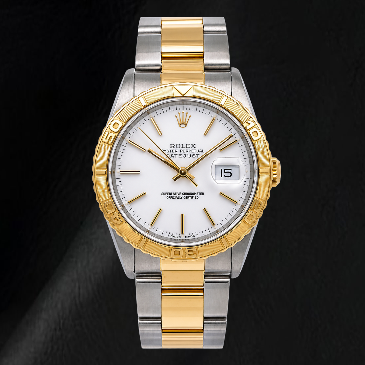 Rolex Datejust 16263 36mm White Stick Dial Two Tone Watch