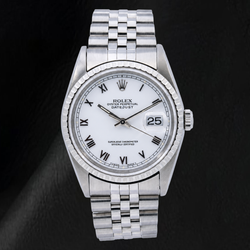Rolex Datejust 16620 36mm White Roman Dial Stainless Steel Watch