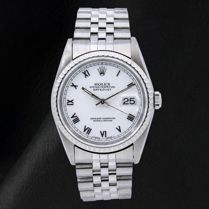 Rolex Datejust 16620 36mm White Roman Dial Stainless Steel Watch