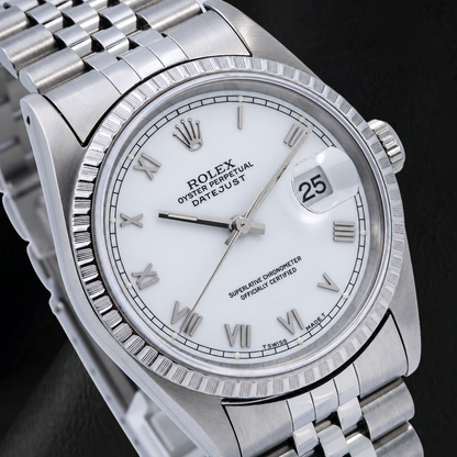 Rolex Datejust 16620 36mm White Roman Dial Stainless Steel Watch