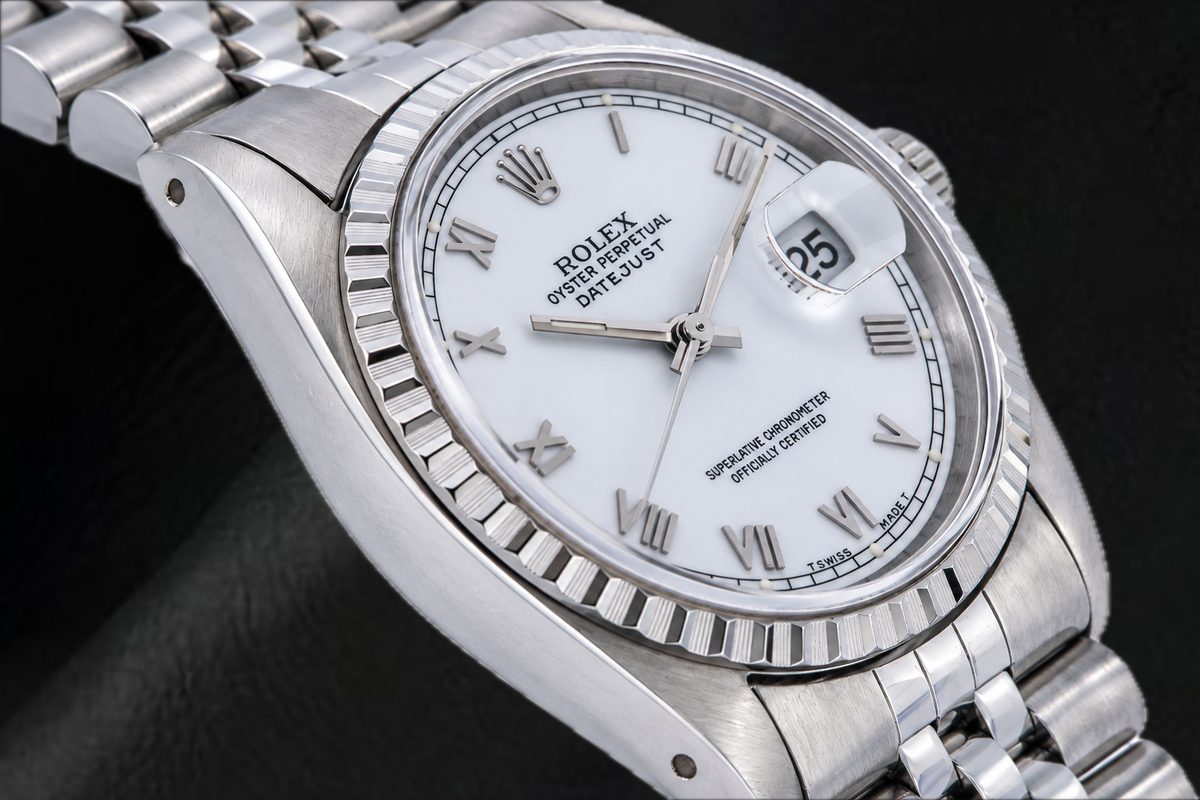 Rolex Datejust 16620 36mm White Roman Dial Stainless Steel Watch